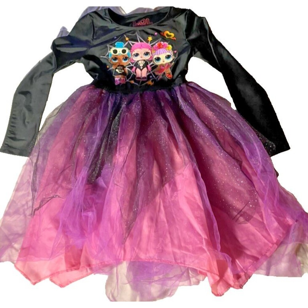 L.O.L. Surprise! Girl's Graphic Princess Layered Tulle Tutu Dress Halloween Sz 6